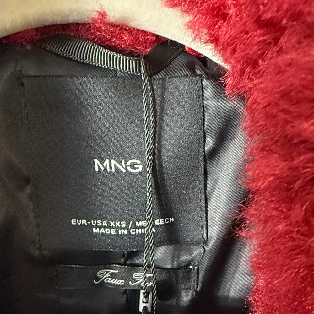 Mango Deep Red Teddy Jacket size XXS NWT - Picture 4 of 9